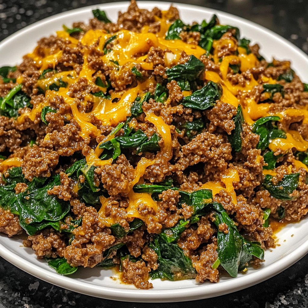 Ground Beef Skillet with Spinach