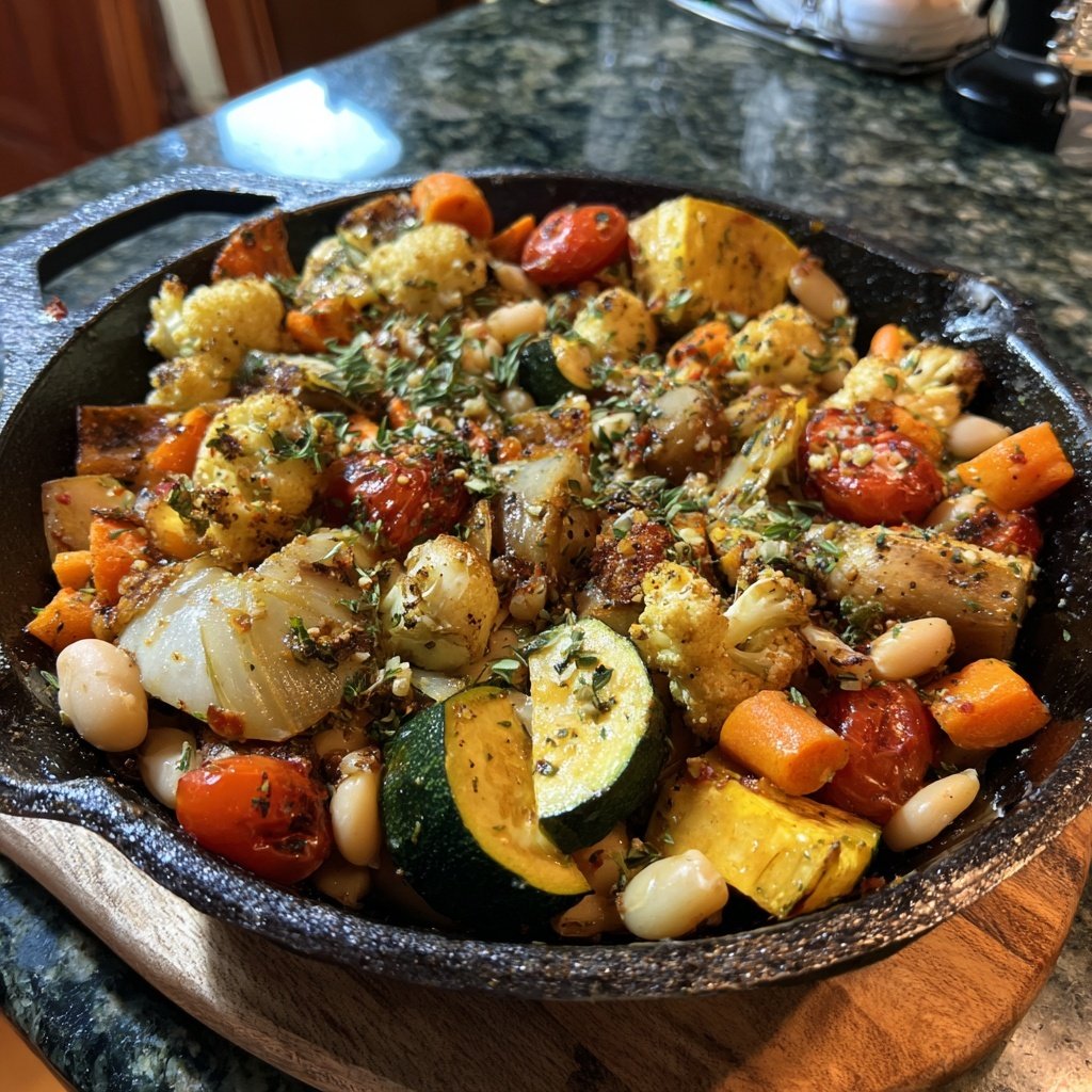 Roasted Veggie White Bean Skillet