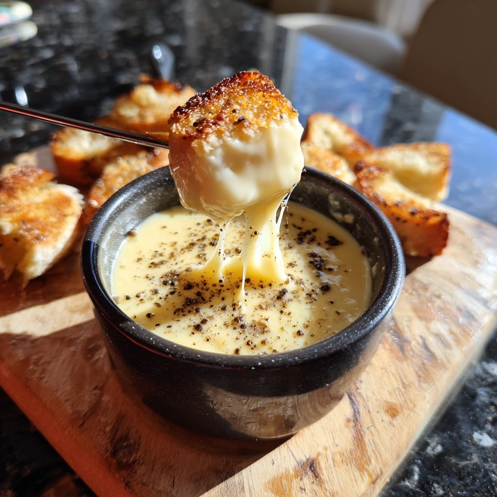 Fondue with Raclette and Cracked Pepper