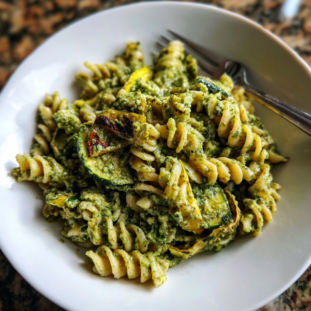 Roasted Zucchini Pesto Pasta