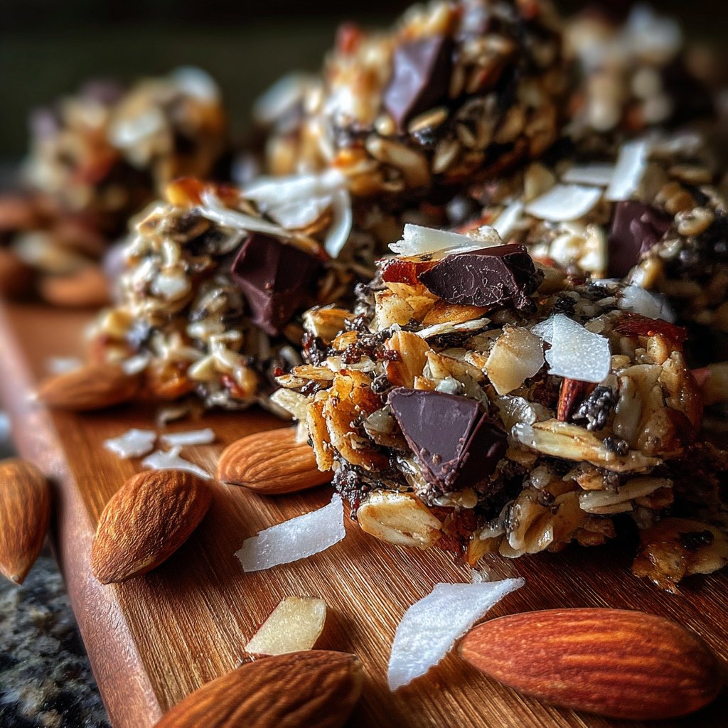 Chocolate Almond Coconut Granola Bites