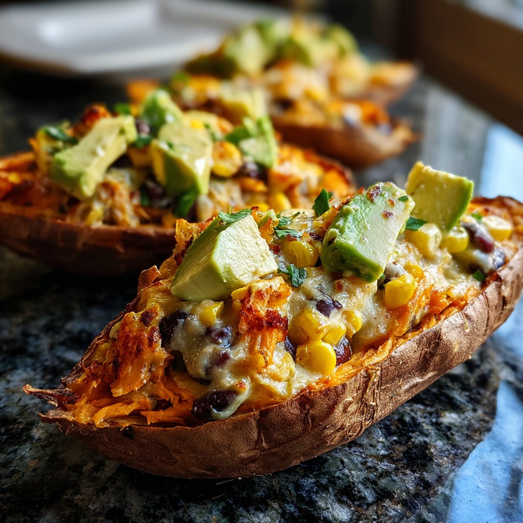 Baked Sweet Potato Veggie Boats