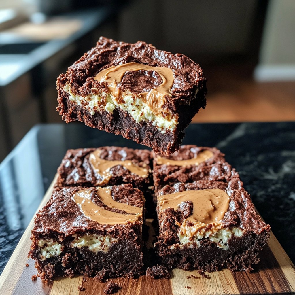 Cottage Cheese Brownies with Peanut Butter Swirl