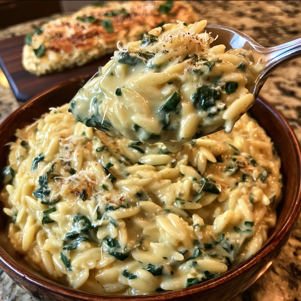 Creamy Spinach Parmesan Orzo