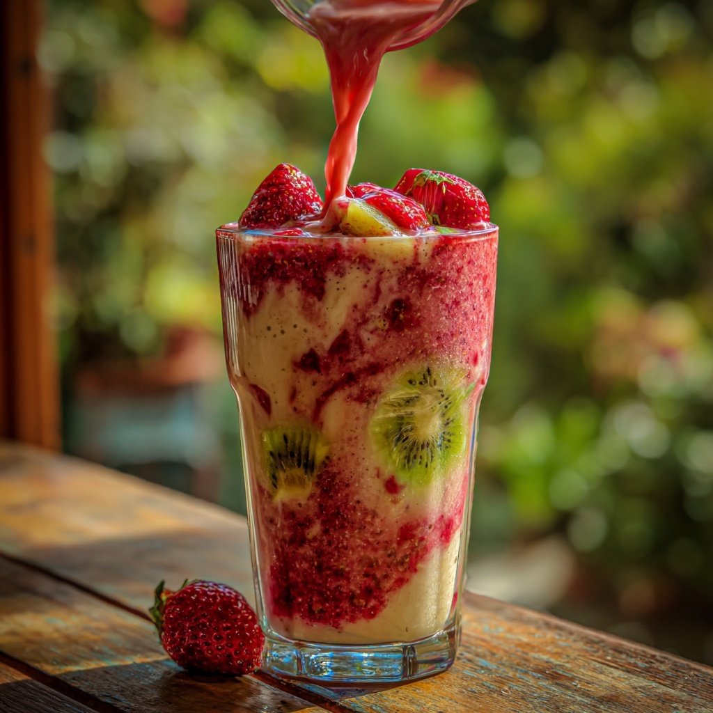 Strawberry Kiwi Breakfast Smoothie