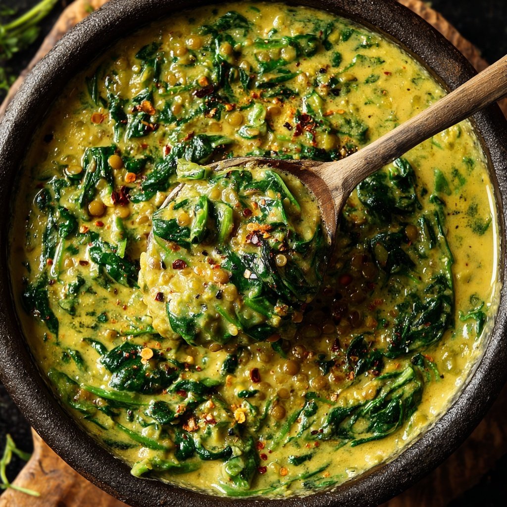 Creamy Lemon Spinach Lentils