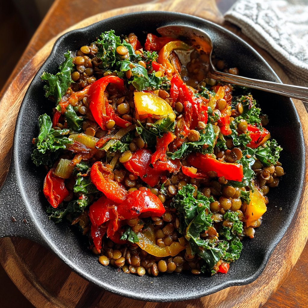 Roasted Veggie Lentil Skillet