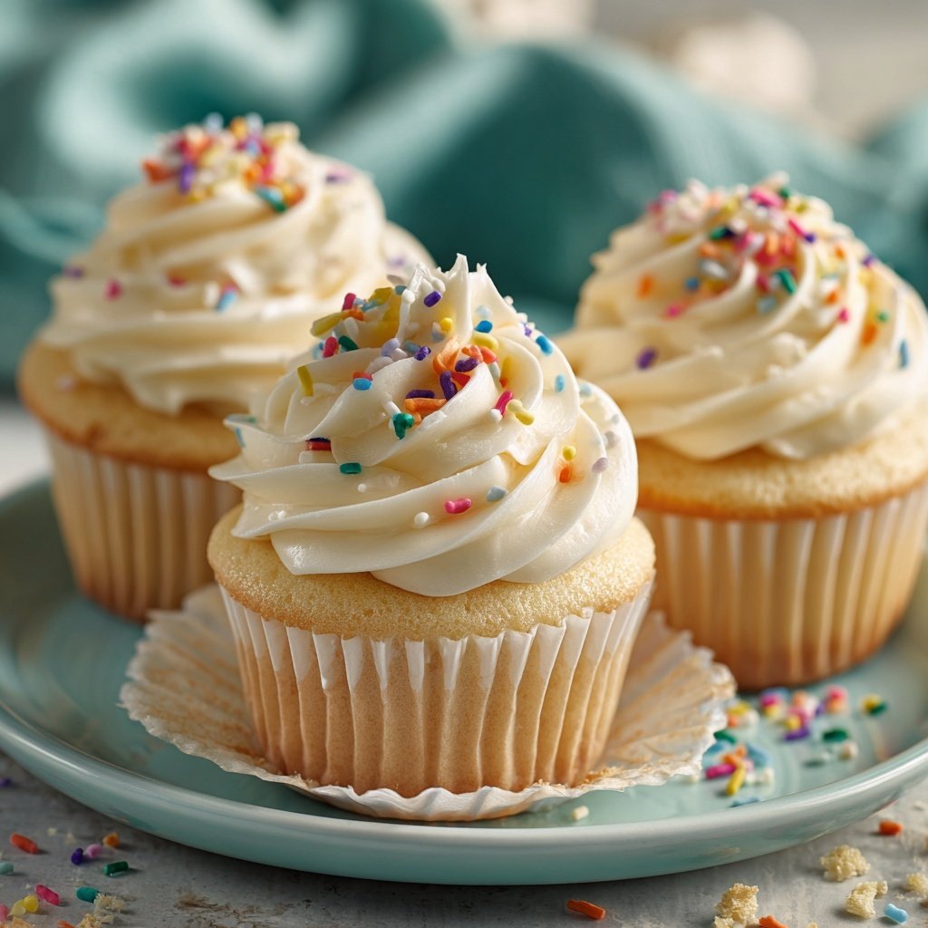 Classic Soft Vanilla Birthday Cupcakes